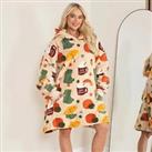 OHS Autumn Hoodie Blanket Wearable Fleece Soft Throw Oversized Big Warm Jumper