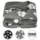 Sherpa Fleece Pet Blanket Throw Over Bed Chair Thermal Soft Warm Paw Dog Cat