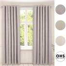 Pair of Eyelet Blackout Curtains Woven Ready Made Ring Top Thermal Texture Thick