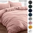 Brentfords Washed Linen Look Duvet Cover with Pillowcase Bedding Set Grey Blush