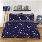 Dreamscene Stars Galaxy Duvet Cover with Pillowcase Reversible Bedding Set Navy