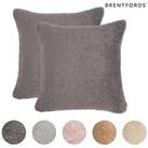 Brentfords Teddy Fleece Cushion Covers Pack of 2 Set Sofa Plush - 18" x 18" UK