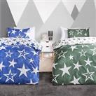 Duvet Cover Set Reversible 2 x Star Quilt Pillowcases Bedding Kids Junior Single