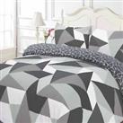 Dreamscene Geometric Shapes Duvet Cover with Pillowcase Bedding Set Black Grey