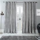 Sienna Crushed Velvet Pair of Fully Lined Ring Top Eyelet Curtains Silver Grey