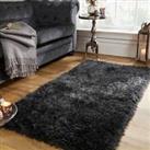 Sienna Shaggy Floor Rug Large Plain Soft Sparkle Carpet Thick 5cm Pile Charcoal