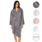 Brentfords Waffle Fleece Dressing Gown Robe Soft Warm Womens Spa Hotel Nightwear - One Size Fits Mos