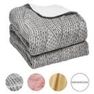 Dreamscene Chunky Knit Print Sherpa Fleece Blanket Flannel Soft Warm Throw Over