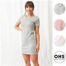 OHS Jersey Marl T-shirt Dress Womens Nightdress Ladies Sleepwear Pyjamas Nightie - Medium - 10-12UK 