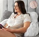 Fluffy Fleece Reading Cuddle Cushion Pillow with Arms Lumbar Chair Back Support
