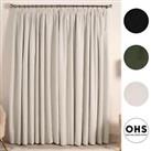 OHS Pencil Pleat Curtains Thermal Blackout Boucle Pair Ready Made Energy Saving