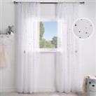 Pair Of Voile Curtains Slot Top Metallic Star 2 Panels Net Kids Bedroom Nursery