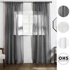Net Curtains Linen Look Voile 2 Panels Rod Slot Top Pair Home Set Kitchen 55x87