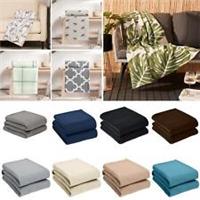 OHS Warm Soft Plain Fleece Throw Over Large Decorative Sofa Bed Blanket
