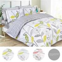 Dreamscene Allium Duvet Cover with Pillowcase Reversible Check Bedding Set Grey