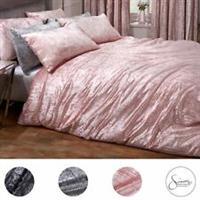 Sienna Crinkle Crushed Velvet Duvet Cover with Pillowcase Valencia Bedding Set