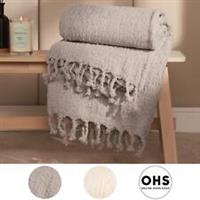 OHS Sherpa Fleece Throw Over Bed Blanket Warm Soft Tassel Travel Car Winter Sofa