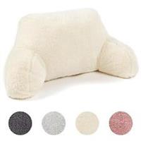 Teddy Fleece Bed Reading Cushion Pillow with Arms Lumbar Chair Back Rest Support