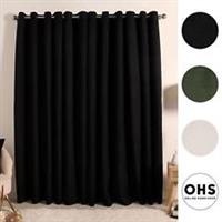 Thermal Eyelet Curtains Blackout Boucle Pair Ready Made Ring Top Energy Saving