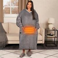 Heated Hoodie Blanket Extra Long Oversized Warm Fleece Sherpa Throw USB Jumper