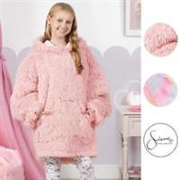 Hoodie Blanket Fluffy Long Fibre Sherpa Fleece Kids Oversized Sweatshirt Throw