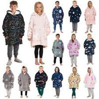 Kids Hoodie Blanket Oversized Sherpa Fleece Jumper Sweatshirt Soft Warm Throw