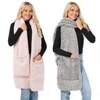 Teddy Fleece Scarf Long Thermal Soft Pockets Hand Neck Warmer Marl Shawl Wrap