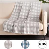 Ultra Soft Fleece Throw Over Blanket Sofa Bedspread Check Gingham Warm Travel