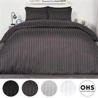 Satin Stripe Duvet Cover Set Hotel Quality Pillowcase Quilt Single Double King