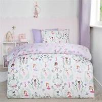 Reversible Duvet Cover Set Kids Ballerina Soft Floral Quilt Pillowcases Bedding