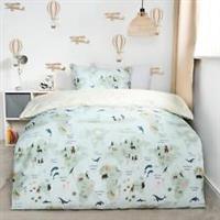 Kids Reversible Duvet Cover Bedding Set with Pillowcases World Map Soft Quilt