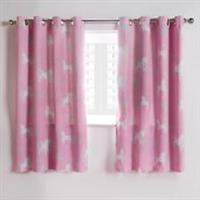 Kids Eyelet Curtains Blackout Unicorn Rainbow Pair of Ring Top Ready Made Panels