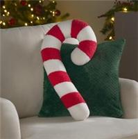 Sofa Cushion Candy Cane Xmas Festive Filled Plump Plush Soft Fleece Home Decor
