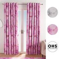 Marble Blackout Eyelet Curtains Pair of Ring Top Home Thermal Panels Ready Made