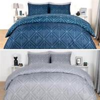 Geo Duvet Cover Bedding Set and Pillowcase Reversible Art Deco Quilt Double King