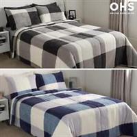 Check Coverless Duvet Pillowcase Bedding Set Teddy Fleece Gingham Quilt 10.5 TOG