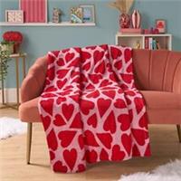 Waffle Fleece Throw Bed Sofa Love Heart Warm Supersoft Popcorn Travel Blanket