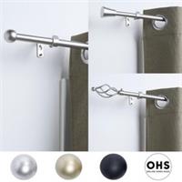 OHS 120-200cm Curtain Pole Extendable Metal 16mm Ball Trumpet Twist Finnials