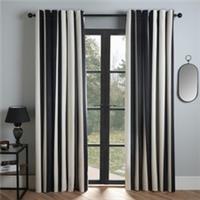 Stripe Blackout Eyelet Curtains Thermal Pair of Ring Top Panels Ready Made Dcor