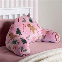 OHS Xmas Cuddle Cushion Gingerbread Man Soft Cosy Fleece Support Reading Pillow