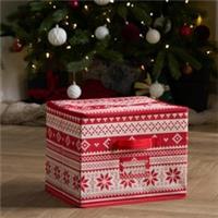 OHS Christmas Light Box Nordic Cube Storage Organiser Festive Xmas Decor, Red