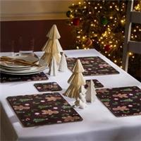 OHS Gingerbread Man Placemat Coaster Set Christmas Table Mats Xmas Decor