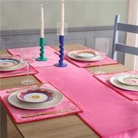 OHS Scallop Edge Table Mats Runner Set Matte Velvet Placemats Home Decor