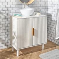 OHS Under Sink Bathroom Cabinet Ribbed Engineered Wood Storage Organiser