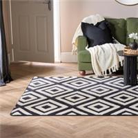 OHS Contrast Geo Rug Tufted Non Slip Soft Modern Carpet Living Room Bedroom