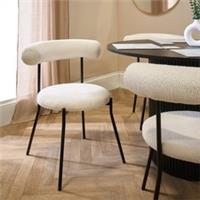OHS Boucle Dining Chair with Metal Legs Modern Upholstered Kitchen Chair