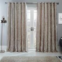 Sienna Crushed Velvet Pair of Fully Lined Eyelet Curtains Natural Champagne