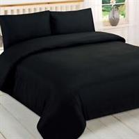 Brentfords Plain Black Duvet Cover and Pillowcase Bedding Set Single Double King