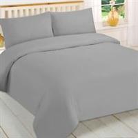 Brentfords Plain Grey Duvet Cover and Pillowcase Bedding Set Single Double King