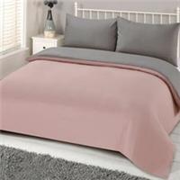 Brentfords Reversible Blush Grey Duvet Cover with Pillowcase Pink Bedding Set